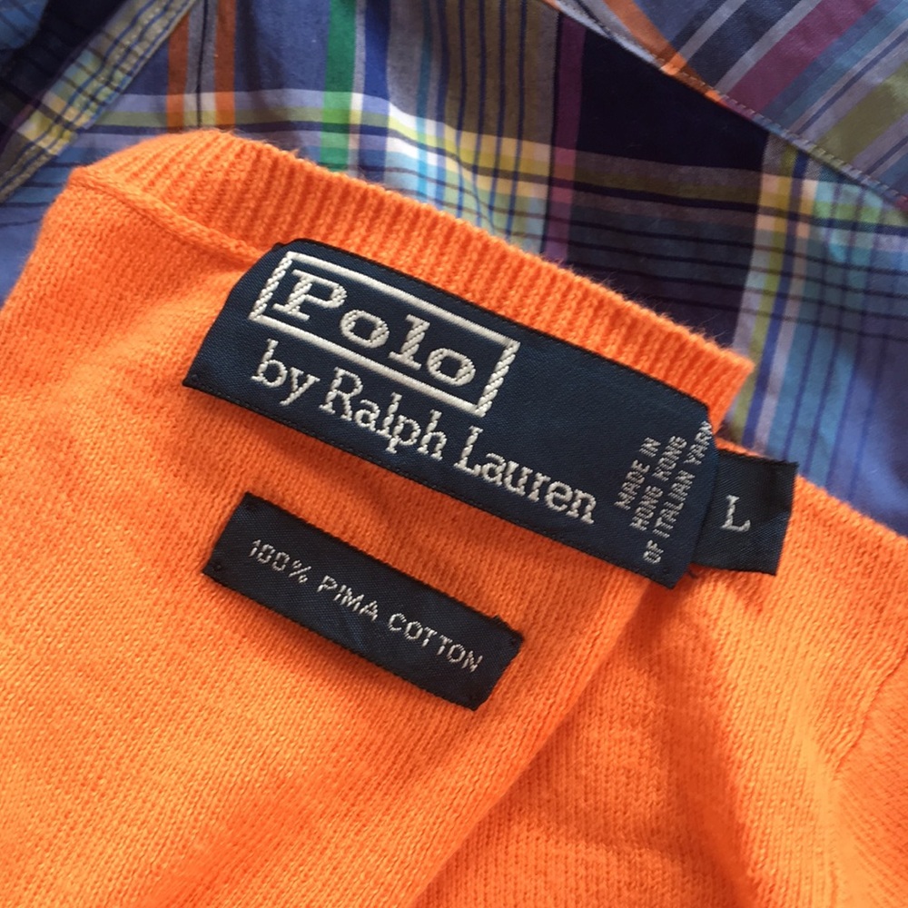 [ Polo by Ralph Lauren Orange Pullover Sweater ] L - Picture 2 of 6